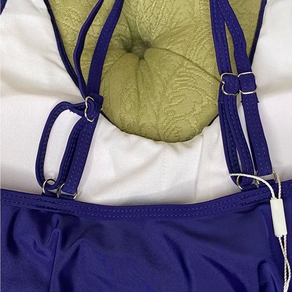 Adisputent Two Piece Swimsuit Flamingo Bottom Pattern Navy Top Size Small NWT - Picture 7 of 9